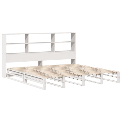 Bookcase Bed without Mattress White 180x200 cm Super King Solid Wood