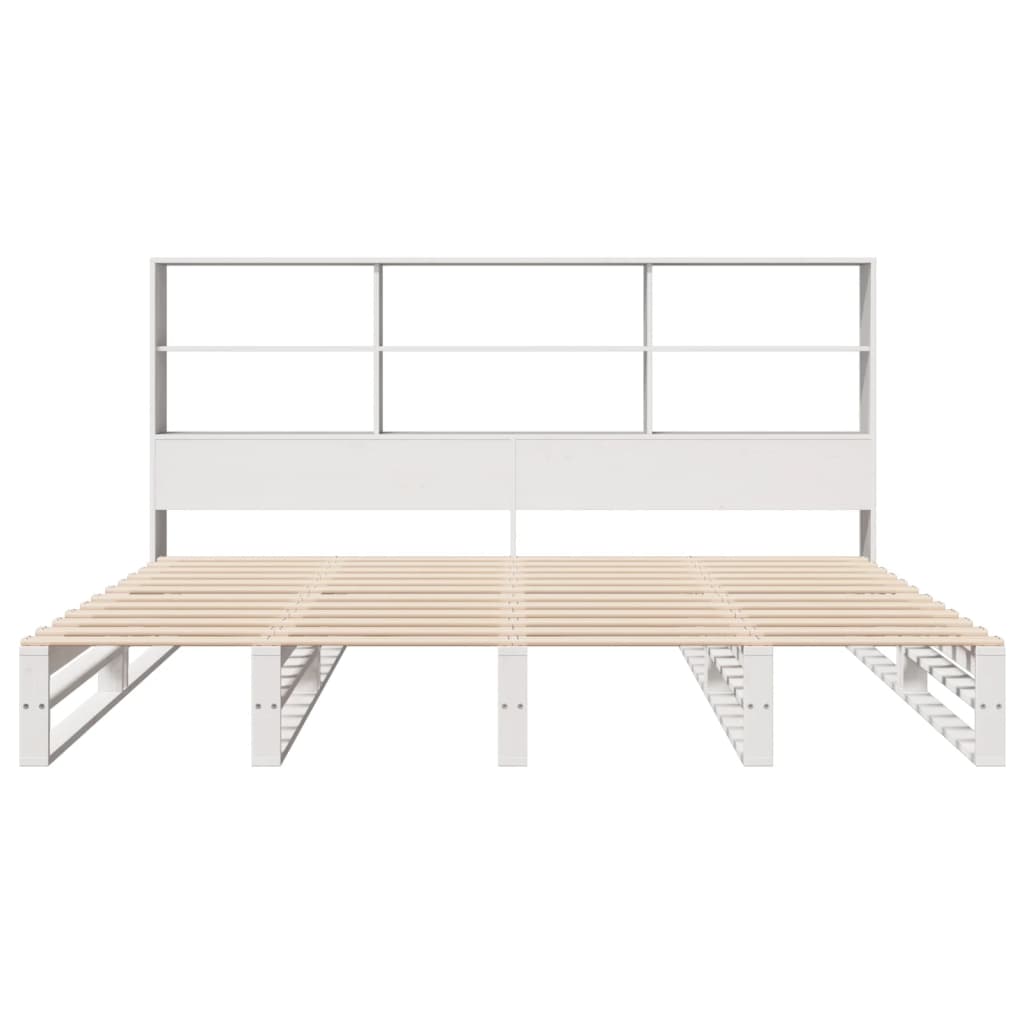 Bookcase Bed without Mattress White 180x200 cm Super King Solid Wood