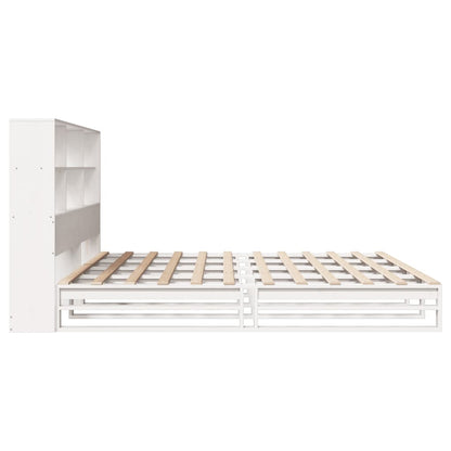 Bookcase Bed without Mattress White 180x200 cm Super King Solid Wood