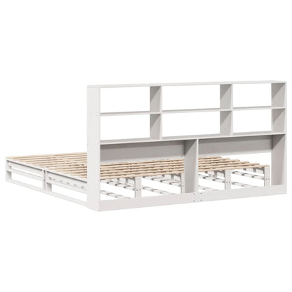 Bookcase Bed without Mattress White 180x200 cm Super King Solid Wood