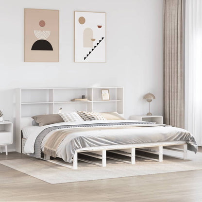 Bookcase Bed without Mattress White 180x200 cm Super King Solid Wood