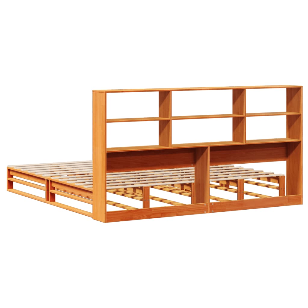 Bookcase Bed without Mattress Wax Brown 180x200 cm Super King Solid Wood