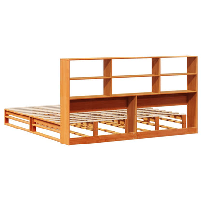 Bookcase Bed without Mattress Wax Brown 180x200 cm Super King Solid Wood