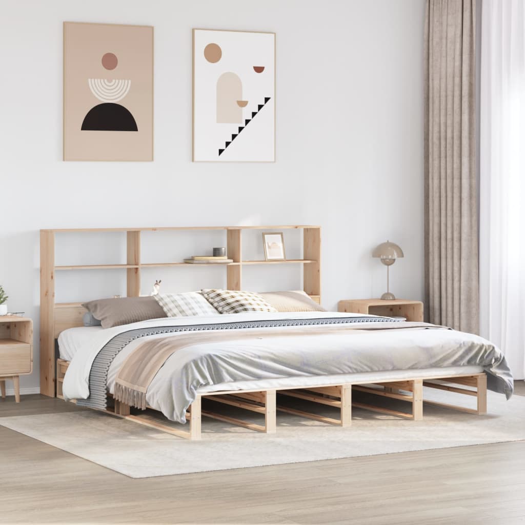 Bookcase Bed without Mattress 200x200 cm Solid Wood