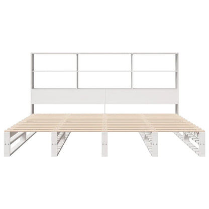 Bookcase Bed without Mattress White 200x200 cm Solid Wood