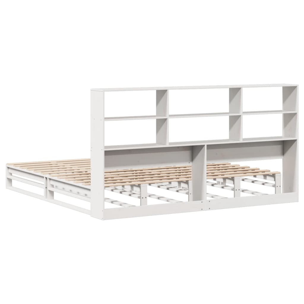 Bookcase Bed without Mattress White 200x200 cm Solid Wood