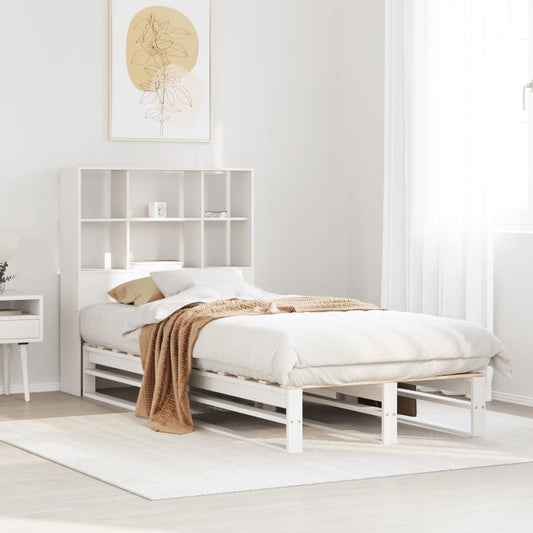 Bookcase Bed without Mattress White 75x190 cm Small Single Solid Wood