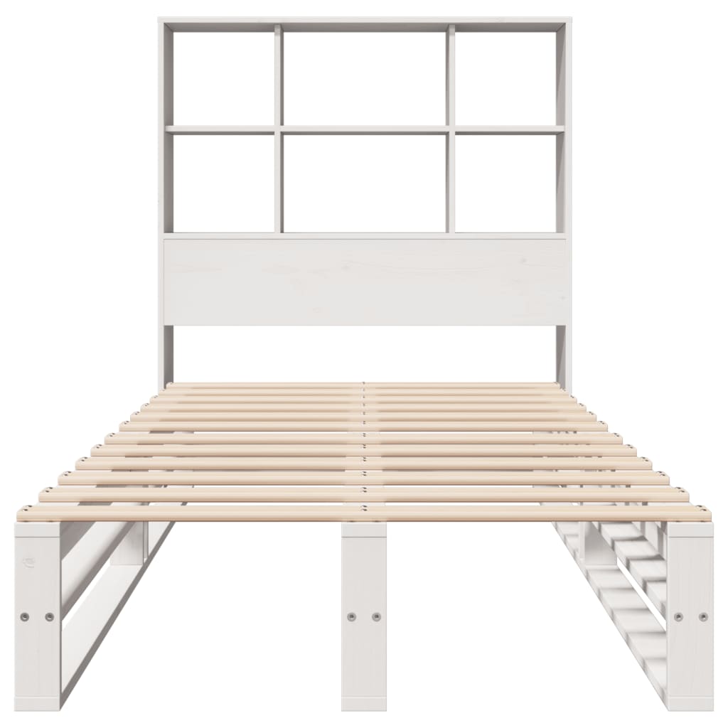 Bookcase Bed without Mattress White 90x190 cm Single Solid Wood