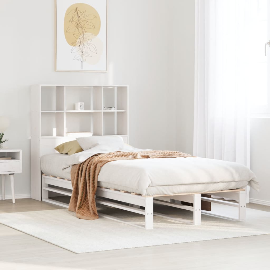 Bookcase Bed without Mattress White 90x190 cm Single Solid Wood