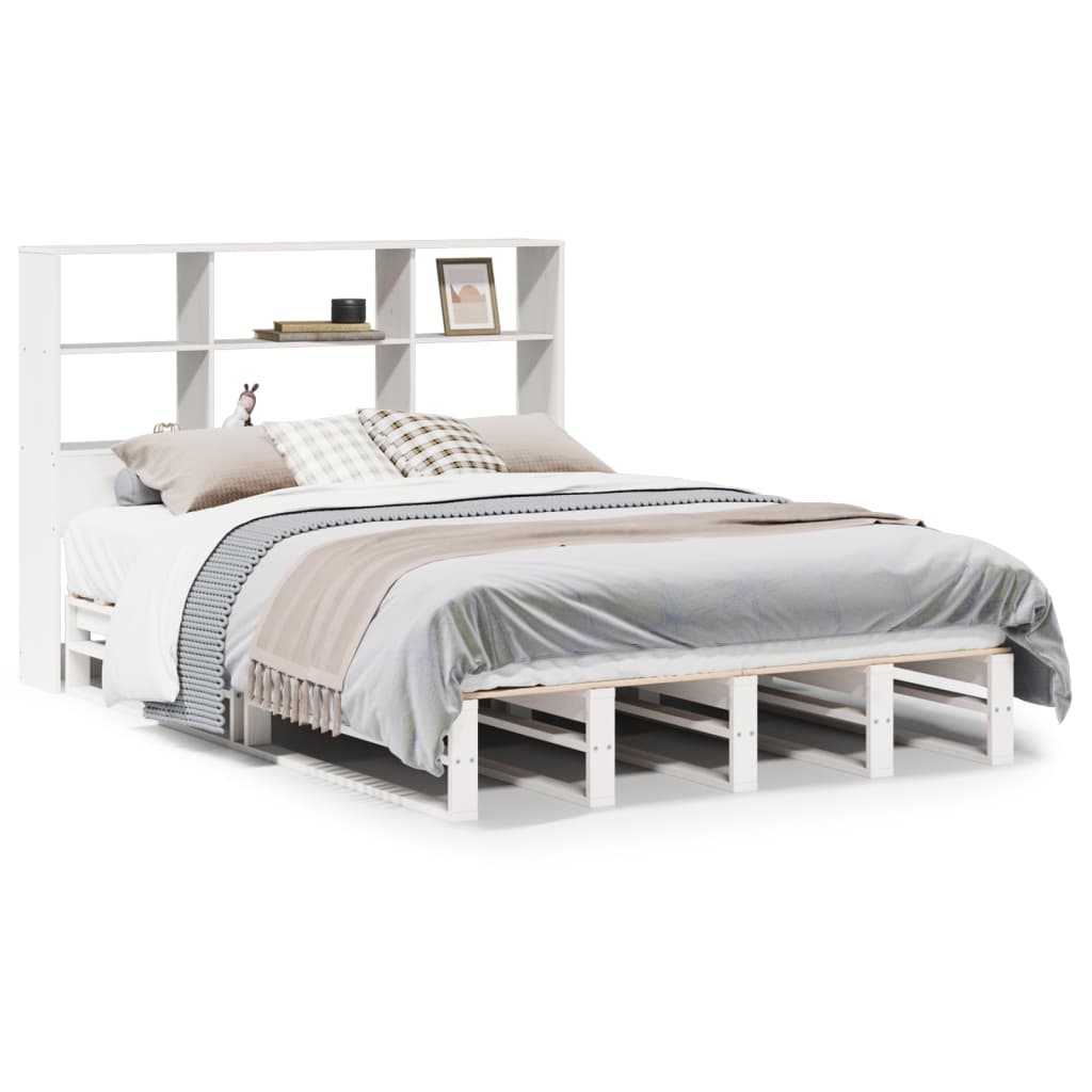 Bookcase Bed without Mattress White 120x190 cm Small Double Solid Wood