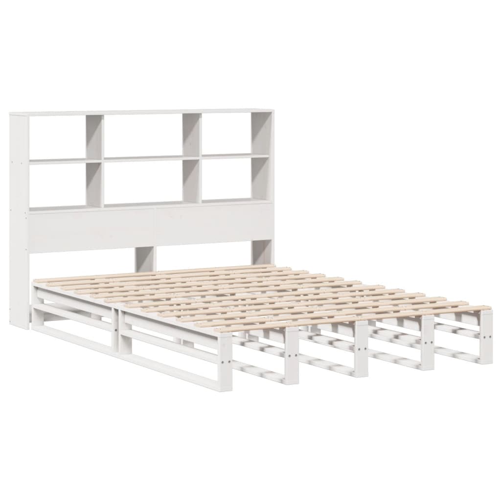 Bookcase Bed without Mattress White 120x190 cm Small Double Solid Wood