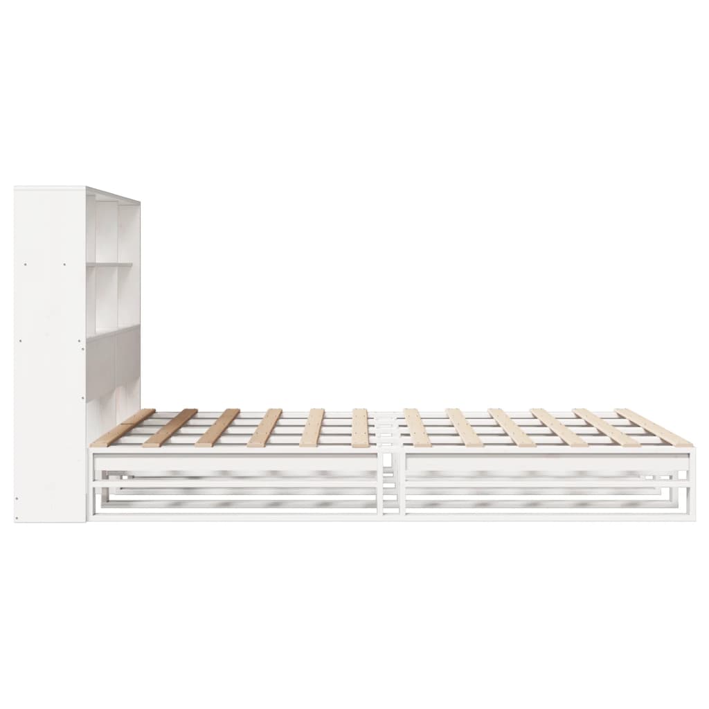 Bookcase Bed without Mattress White 120x190 cm Small Double Solid Wood