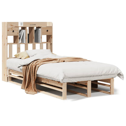 Bookcase Bed without Mattress 90x200 cm Solid Wood Pine