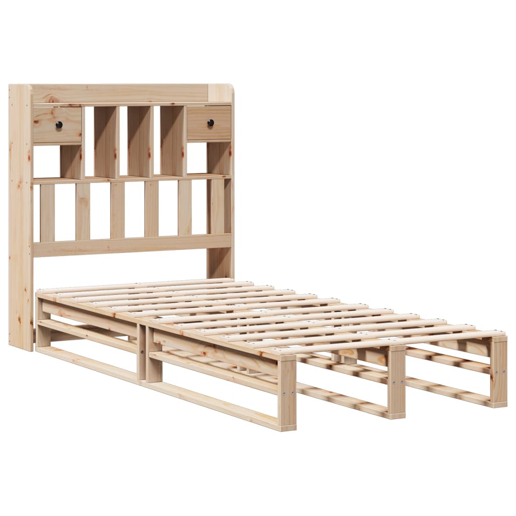 Bookcase Bed without Mattress 90x200 cm Solid Wood Pine