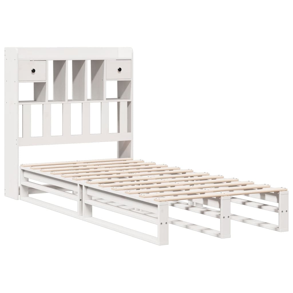 Bookcase Bed without Mattress White 90x200 cm Solid Wood Pine