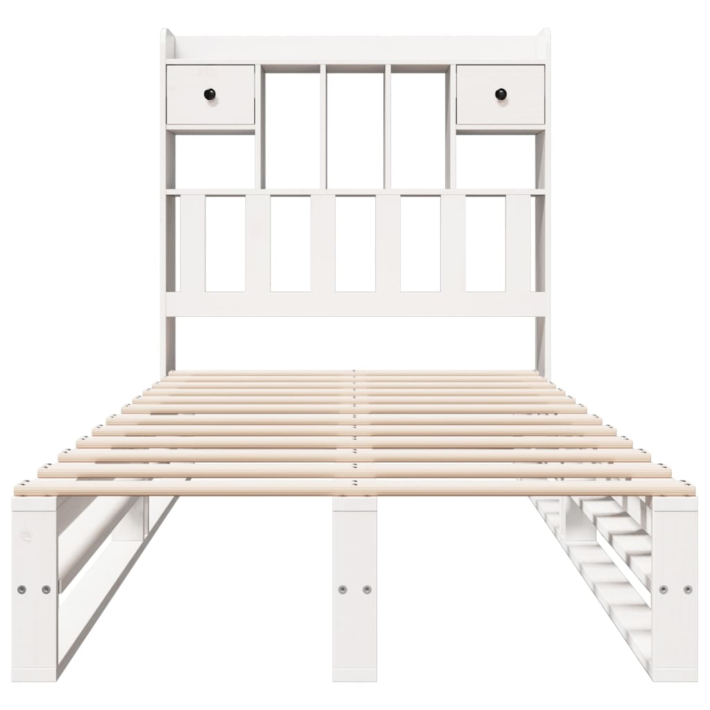 Bookcase Bed without Mattress White 90x200 cm Solid Wood Pine