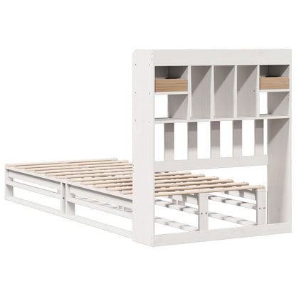 Bookcase Bed without Mattress White 90x200 cm Solid Wood Pine