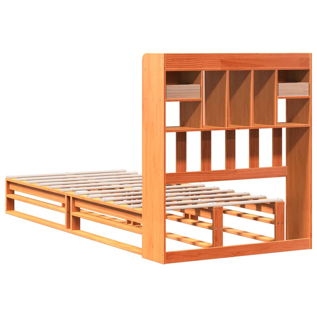 Bookcase Bed without Mattress Wax Brown 90x200 cm Solid Wood Pine