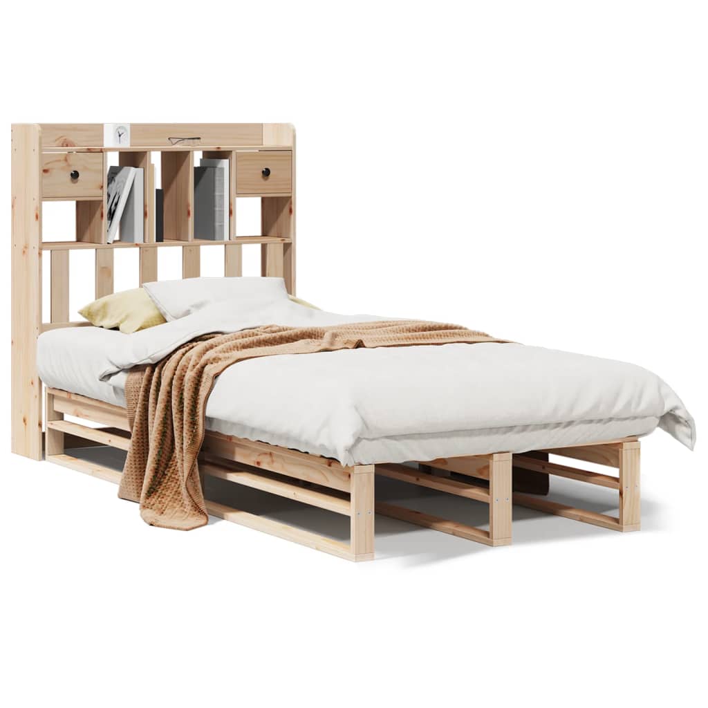 Bookcase Bed without Mattress 100x200 cm Solid Wood Pine