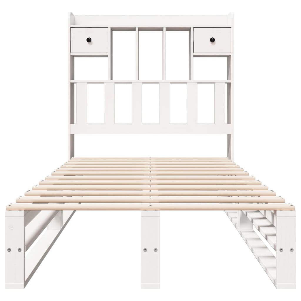 Bookcase Bed without Mattress White 100x200 cm Solid Wood Pine