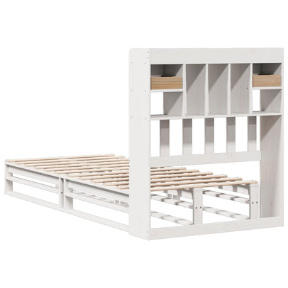 Bookcase Bed without Mattress White 100x200 cm Solid Wood Pine