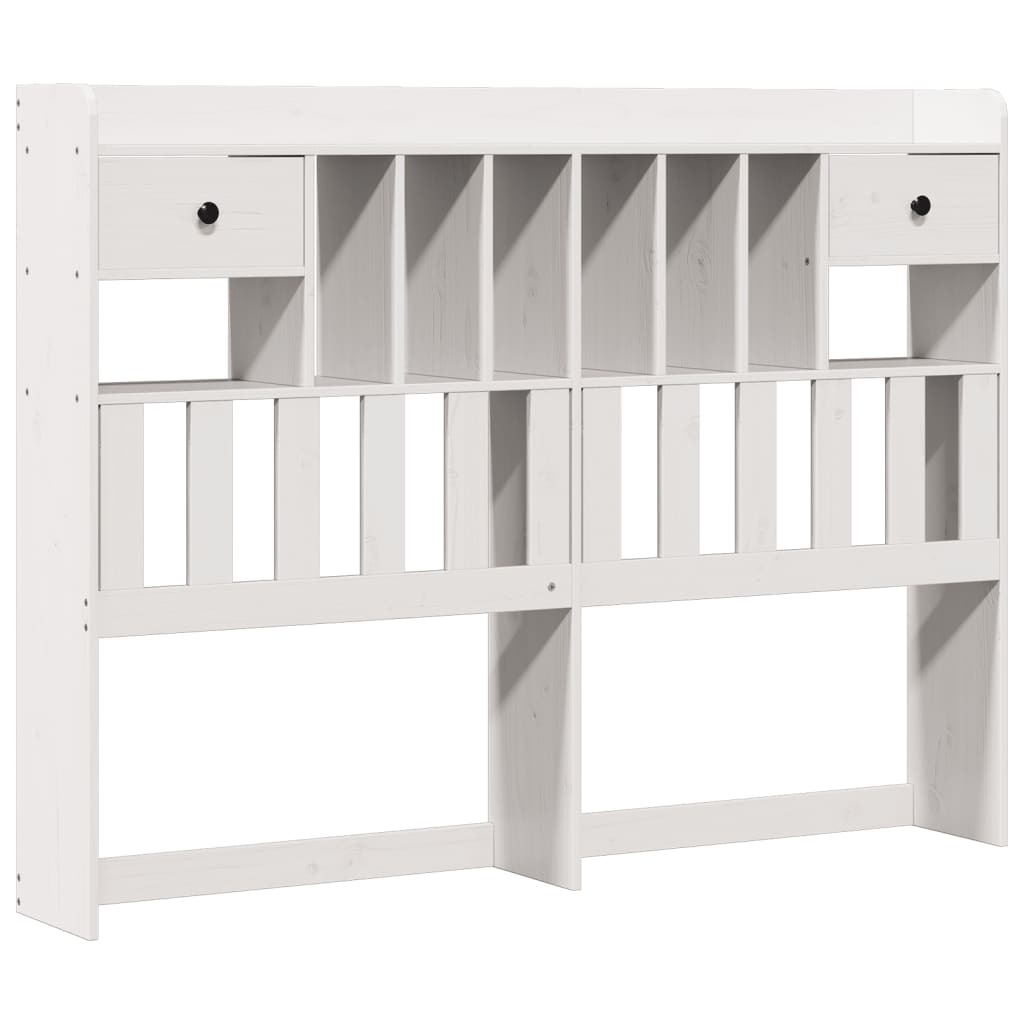 Bookcase Bed without Mattress White 150x200 cm King Size Solid Wood Pine