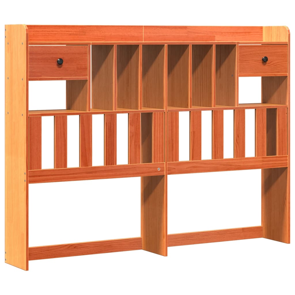 Bookcase Bed without Mattress Wax Brown 150x200 cm King Size Solid Wood Pine