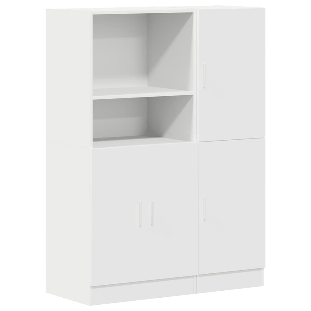 2 Piece Kitchen Cabinet Set White Engineered Wood