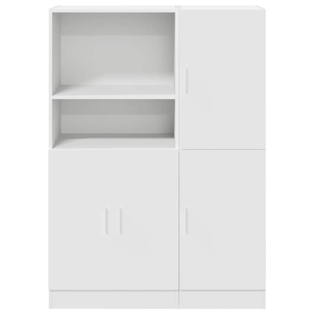 2 Piece Kitchen Cabinet Set White Engineered Wood