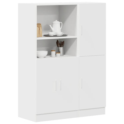 2 Piece Kitchen Cabinet Set White Engineered Wood