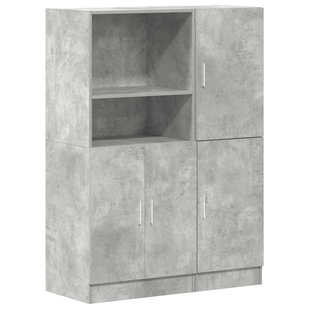 2 Piece Kitchen Cabinet Set Concrete Grey Engineered Wood