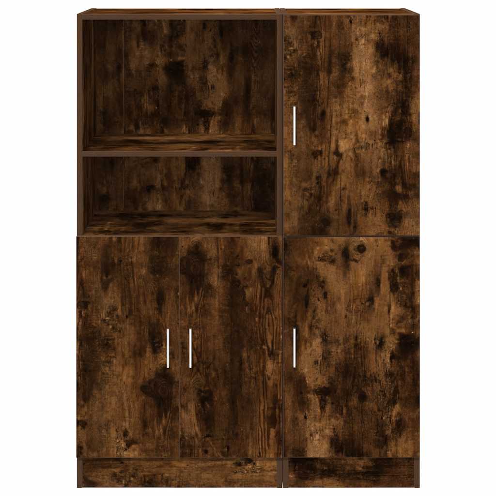 2 Piece Kitchen Cabinet Set Smoked Oak Engineered Wood