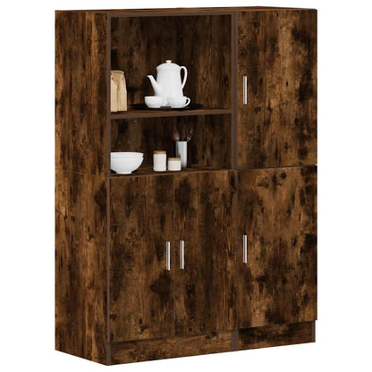 2 Piece Kitchen Cabinet Set Smoked Oak Engineered Wood