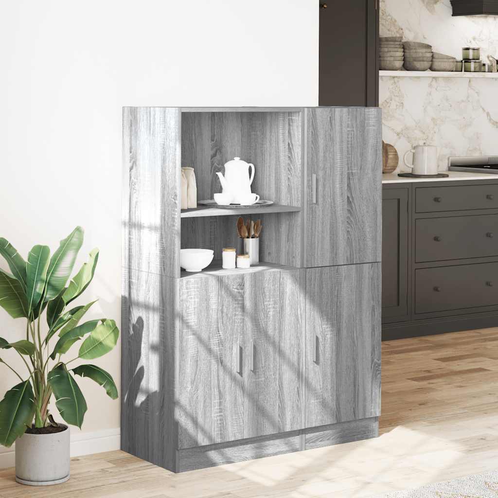 2 Piece Kitchen Cabinet Set Grey Sonoma Engineered Wood