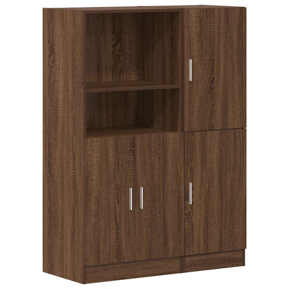 2 Piece Kitchen Cabinet Set Brown Oak Engineered Wood