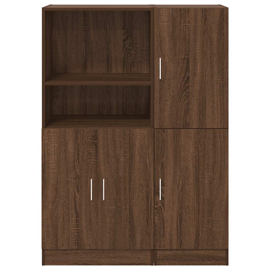 2 Piece Kitchen Cabinet Set Brown Oak Engineered Wood