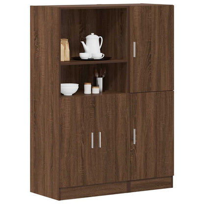 2 Piece Kitchen Cabinet Set Brown Oak Engineered Wood