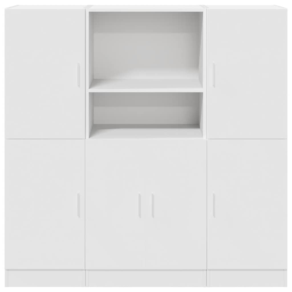 3 Piece Kitchen Cabinet Set White Engineered Wood