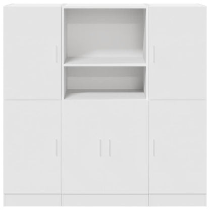 3 Piece Kitchen Cabinet Set White Engineered Wood