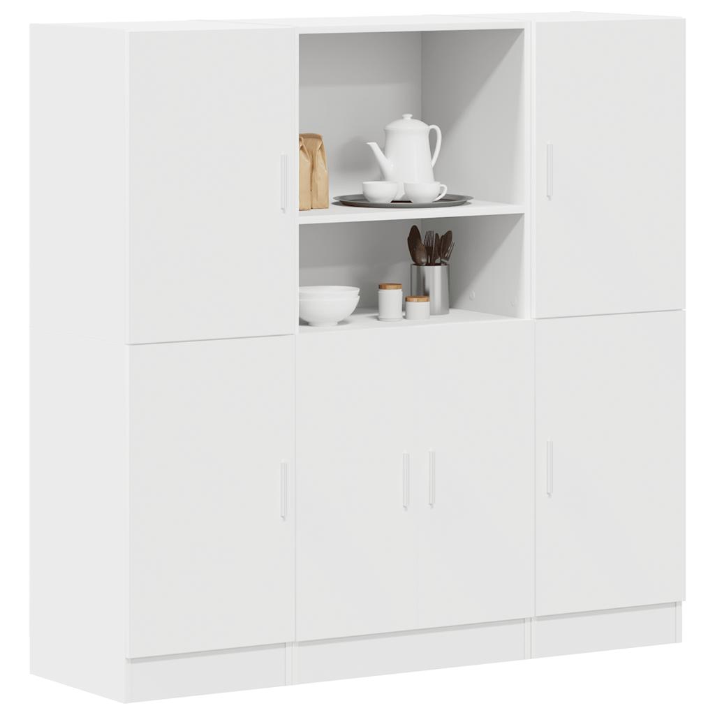 3 Piece Kitchen Cabinet Set White Engineered Wood