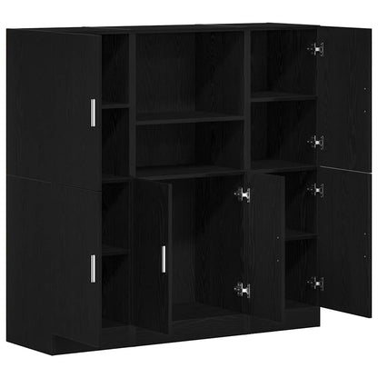 3 Piece Kitchen Cabinet Set Black Engineered Wood