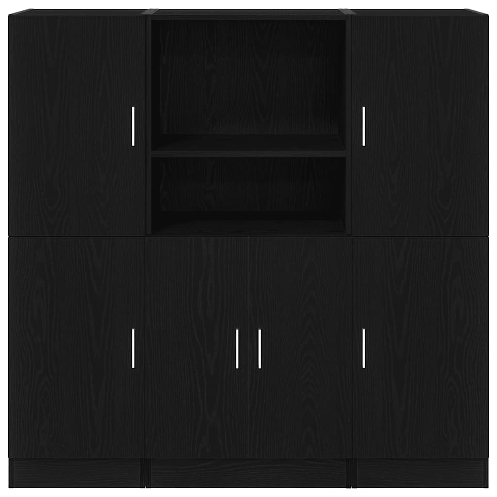 3 Piece Kitchen Cabinet Set Black Engineered Wood