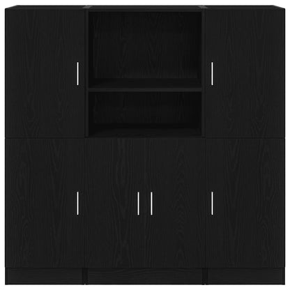 3 Piece Kitchen Cabinet Set Black Engineered Wood