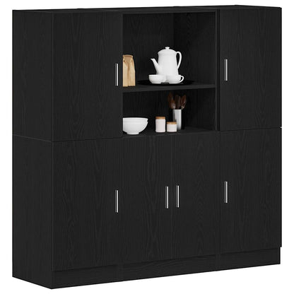 3 Piece Kitchen Cabinet Set Black Engineered Wood