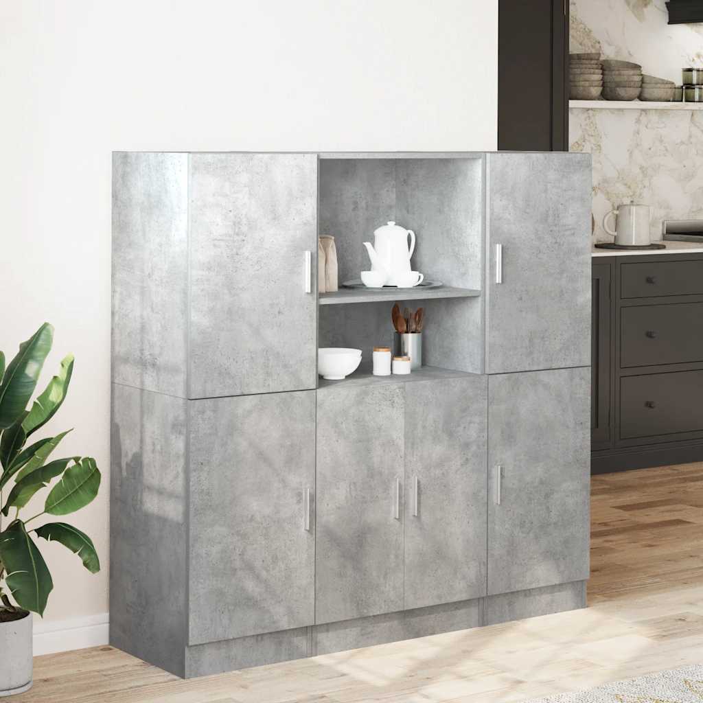 3 Piece Kitchen Cabinet Set Concrete Grey Engineered Wood