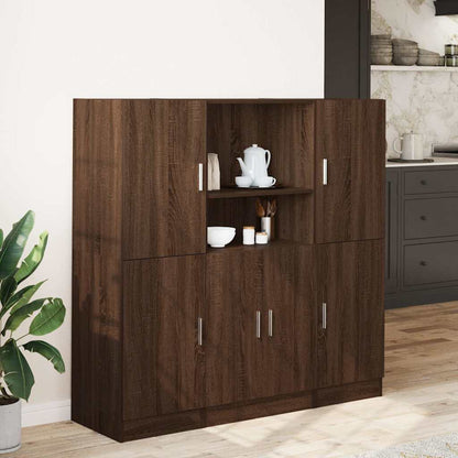 3 Piece Kitchen Cabinet Set Brown Oak Engineered Wood