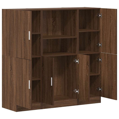 3 Piece Kitchen Cabinet Set Brown Oak Engineered Wood