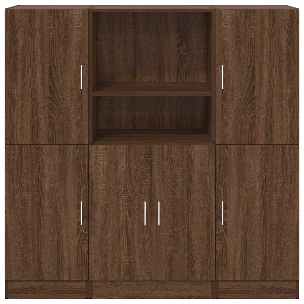 3 Piece Kitchen Cabinet Set Brown Oak Engineered Wood