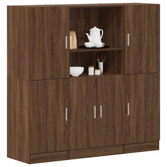 3 Piece Kitchen Cabinet Set Brown Oak Engineered Wood