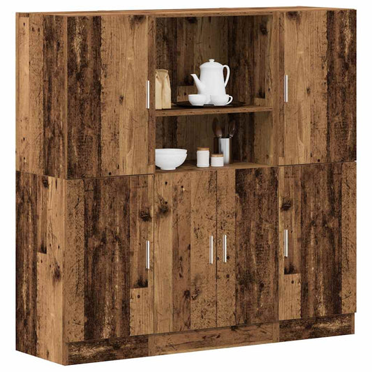 3 Piece Kitchen Cabinet Set Old Wood Engineered Wood